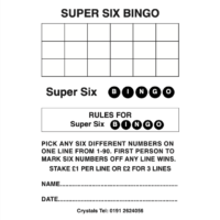 Super 6 Bingo A6 Duplicate NCR Stock item